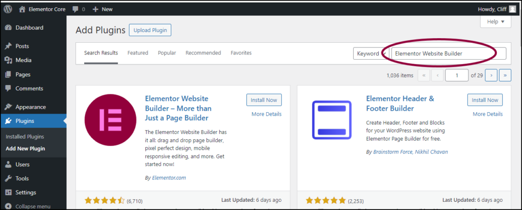Install the Free Elementor Plugin