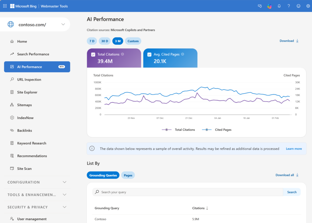 AI SEO Bing Webmaster Tools